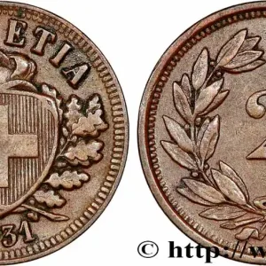 SUISSE 2 Centimes (Rappen) croix suisse 1931 Berne - B fwo_782148 Monde Top Qualité