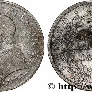 Solde VATICAN ET ÉTATS PONTIFICAUX 1 Lire Pie IX type petit buste an XXI 1866 Rome fwo_786927 Monde