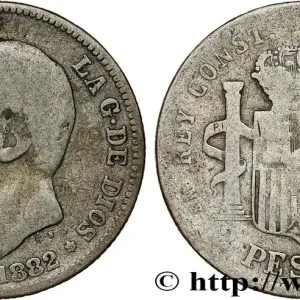ESPAGNE 2 Pesetas Alphonse XII 1882 Madrid fwo_788098 Monde Haute Qualité
