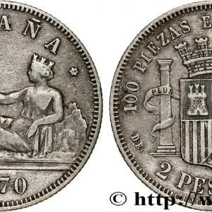 Nouveauté ESPAGNE 2 Pesetas “ESPAÑA” (1874) 1870 Madrid fwo_788806 Monde
