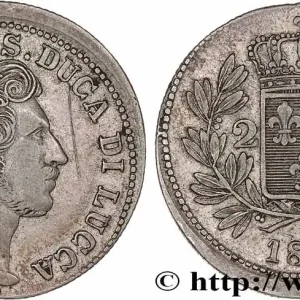 DUCHE DE LUCQUES - CHARLES LOUIS DE BOURBON 2 Lire 1837 Lucques fwo_792855 Monde Seulement Aujourd’hui