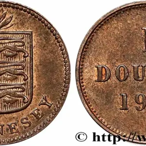GUERNESEY 1 Double 1911 Heaton fwo_781315 Monde Top Vente