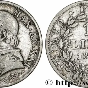 Tendance VATICAN ET ÉTATS PONTIFICAUX 1 Lire Pie IX type grand buste an XXI 1866 Rome fwo_781351 Monde