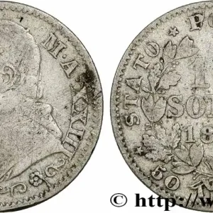 VATICAN ET ÉTATS PONTIFICAUX 10 Soldi (50 Centesimi) Pie IX an XXII 1868 Rome fwo_781786 Monde Dernier Modèle