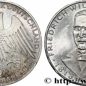 ALLEMAGNE 5 Mark Proof Friedrich Wilhelm Raiffeisen 1968 Hambourg fwo_784211 Monde Dernier Modèle