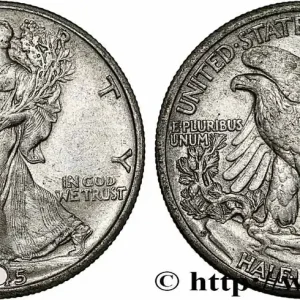 Dernier Modèle ÉTATS-UNIS D'AMÉRIQUE 1/2 Dollar Walking Liberty (monnaie trouée) 1945 Denver fwo_784969 Monde