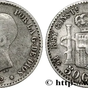 Garantie Incluse ESPAGNE 50 Centimos Alphonse XIII buste bébé (1892) 1892 Madrid fwo_788992 Monde