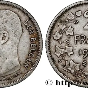 Remise BELGIQUE 2 Frank (Francs) Léopold II légende flamande 1909 fwo_789275 Monde
