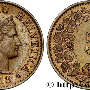 Bon Plan SUISSE 5 Centimes (Rappen) Tête de Libertas 1918 Berne fwo_789609 Monde