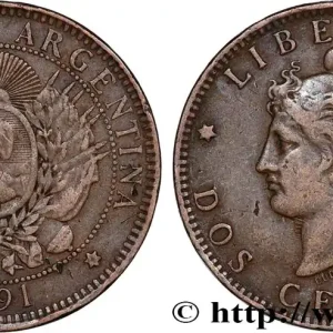 Tendance ARGENTINE 2 Centavos emblème / “Liberté” 1891 fwo_790386 Monde