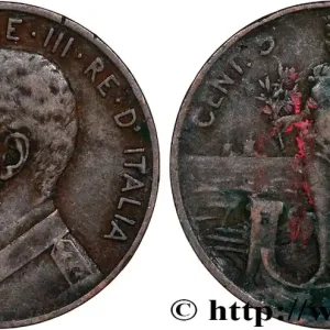 Remise ITALIE 5 Centesimi Victor Emmanuel III en uniforme / allégorie de l’Italie sur la proue d’un navire 1918 Rome fwo_790391 Monde