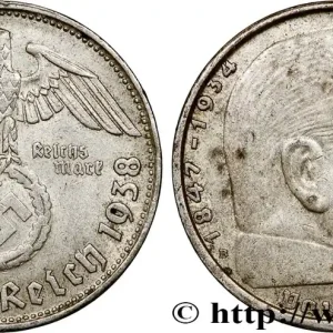 ALLEMAGNE 2 Reichsmark Maréchal Paul von Hindenburg 1938 Vienne fwo_793788 Monde Meilleure Qualité