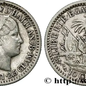 HAÏTI 10 Centimes emblème “Liberté créole” de Roty 1881 Paris fwo_795271 Monde En Vogue