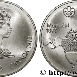 CANADA 5 Dollars JO Montréal 1976 carte de l’Amérique du Nord 1973 fwo_795361 Monde Remise