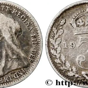 Livraison Gratuite ROYAUME-UNI 3 Pence Victoria buste au voile 1901 fwo_795637 Monde