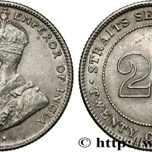 Bon Plan MALAISIE - ÉTABLISSEMENTS DES DÉTROITS 20 Cents Straits Settlements George V 1916 Bombay fwo_793449 Monde
