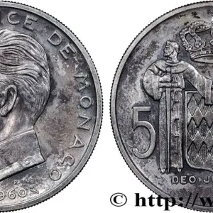 MONACO Essai de 5 Francs en argent Rainier III 1960 Paris fwo_795978 Monde Tendance