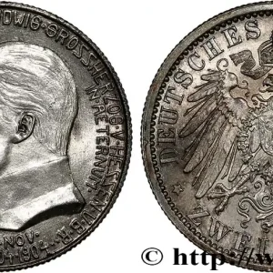 Nouveauté ALLEMAGNE - GRAND DUCHÉ DE HESSE - ERNEST-LOUIS 2 Mark 1904 Berlin fwo_796132 Monde