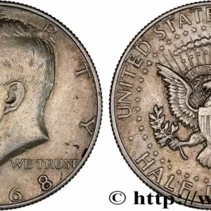 ÉTATS-UNIS D'AMÉRIQUE 1/2 Dollar Kennedy 1968 Denver fwo_776135 Monde Réduction