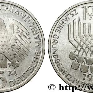 Affaire À Saisir ALLEMAGNE 5 Mark Proof 25e anniversaire de la République Fédérale 1974 Stuttgart fwo_776390 Monde