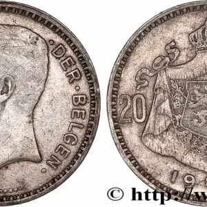 Bon Marché BELGIQUE 20 Francs Albert Ier légende Flamande 1934 fwo_776936 Monde