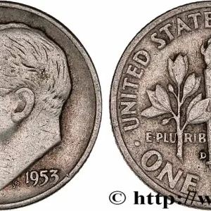 ÉTATS-UNIS D'AMÉRIQUE 1 Dime (10 Cents) Roosevelt 1953 Denver fwo_776985 Monde Dernière Chance