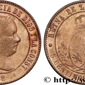 ESPAGNE 5 Centimos de Escudo Isabelle II 1868 Oeschger Mesdach & CO fwo_787979 Monde Fait Main