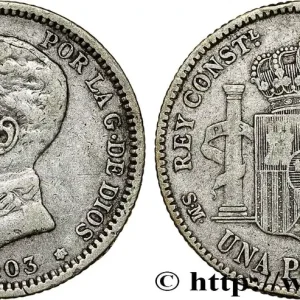 ESPAGNE 1 Peseta Alphonse XIII 4e type de buste 1903 Madrid fwo_788886 Monde Acheter Direct