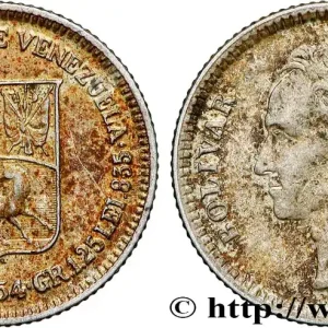 VENEZUELA 25 Centimos emblème / Simon Bolivar 1954 Philadelphie fwo_789968 Monde Expédition Rapide