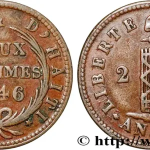 Offre Exclusive HAÏTI 2 Centimes faisceau, an 43 1846 fwo_795278 Monde