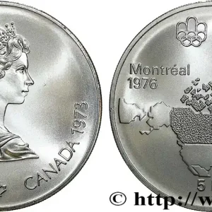 CANADA 5 Dollars JO Montréal 1976 carte de l’Amérique du Nord 1973 fwo_795362 Monde Commande En Gros