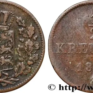 Édition Limitée ALLEMAGNE - WURTEMBERG 1/2 Kreuzer Royaume du Würtemberg 1851 Stuttgart fwo_799078 Monde