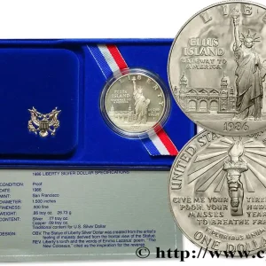 ÉTATS-UNIS D'AMÉRIQUE 1 Dollar Proof Statue de la Liberté, Ellis Island 1986 San Francisco fwo_799486 Monde Bon Plan