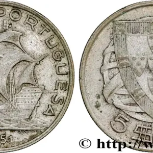 PORTUGAL 5 Escudos 1951 fwo_801890 Monde Retour Gratuit