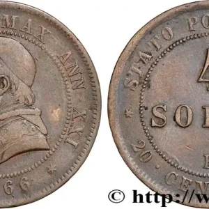 ITALIE - ÉTATS DU PAPE - PIE IX (Jean-Marie Mastai Ferretti) 4 Soldi (20 Centesimi) an XXI 1866 Rome fwo_801954 Monde Produit De Marque
