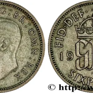 Retour Gratuit ROYAUME-UNI 6 Pence Georges VI 1945 fwo_801960 Monde