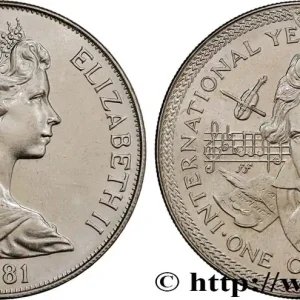 Artisanat ÎLE DE MAN 1 Crown année internationale des personnes handicapées : Ludwig von Beethoven 1981 fwo_802968 Monde