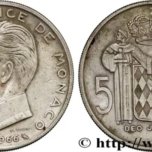 Meilleure Qualité MONACO 5 Francs Prince Rainier III / écu 1966 Paris fwo_803200 Monde