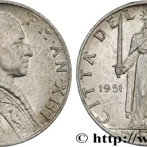 VATICAN ET ÉTATS PONTIFICAUX 5 Lire Pie XII an XIII 1951 Rome - R fwo_803217 Monde Affaire À Saisir