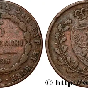 ITALIE - ROYAUME DE SARDAIGNE - CHARLES-FÉLIX 5 Centesimi type au “L” 1826 Turin fwo_804086 Monde Prix Choc