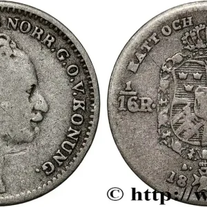 SUÈDE 1/16 Riksdaler Oscar I 1852 fwo_804133 Monde Fait Main