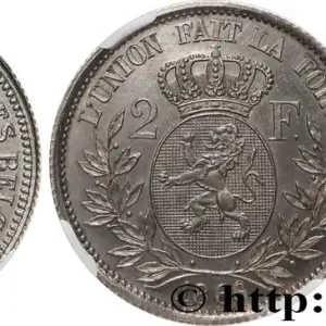 Prix Cassé BELGIQUE - ROYAUME DE BELGIQUE - LÉOPOLD II Essai 2 Francs légende française 1866 fwo_795615 Monde