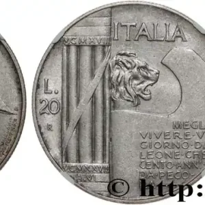 ITALIE - ROYAUME D'ITALIE - VICTOR-EMMANUEL III 20 Lire, 10e anniversaire de la fin de la Première Guerre mondiale 1928 Rome fwo_712928 Monde Marque
