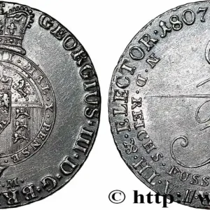 Livraison Gratuite ALLEMAGNE - ROYAUME DE HANOVRE - GEORGES III D'ANGLETERRE 2/3 Thaler 1807 Hanovre fwo_786790 Monde