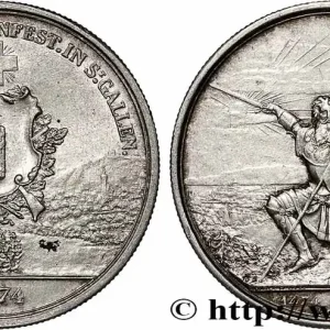 SUISSE 5 Francs, monnaie de Tir, Saint-Gall 1874 fwo_787131 Monde En Vogue