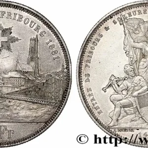 SUISSE 5 Francs, monnaie de Tir, Fribourg 1881 fwo_787156 Monde Livraison Mondiale