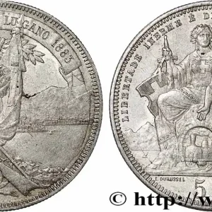 Offre Exclusive SUISSE 5 Francs, concours de Tir de Lugano 1883 fwo_787173 Monde
