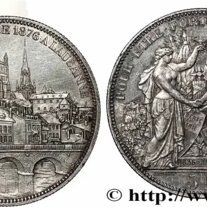 SUISSE 5 Francs, monnaie de Tir, Lausanne 1876 fwo_787184 Monde Pas Cher