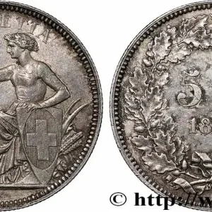 SUISSE 5 Francs Helvetia assise 1874 Bruxelles fwo_787213 Monde Édition Limitée