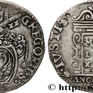 ITALIE - ÉTATS DU PAPE - GRÉGOIRE XIII (Ugo Boncompagni) Teston N.D. Ancone fwo_795667 Monde Soldes